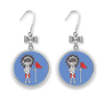 thumbnail image 1 of peruvian chief soccer red flag bow earrings drop stud pierced hook, 1 of 3