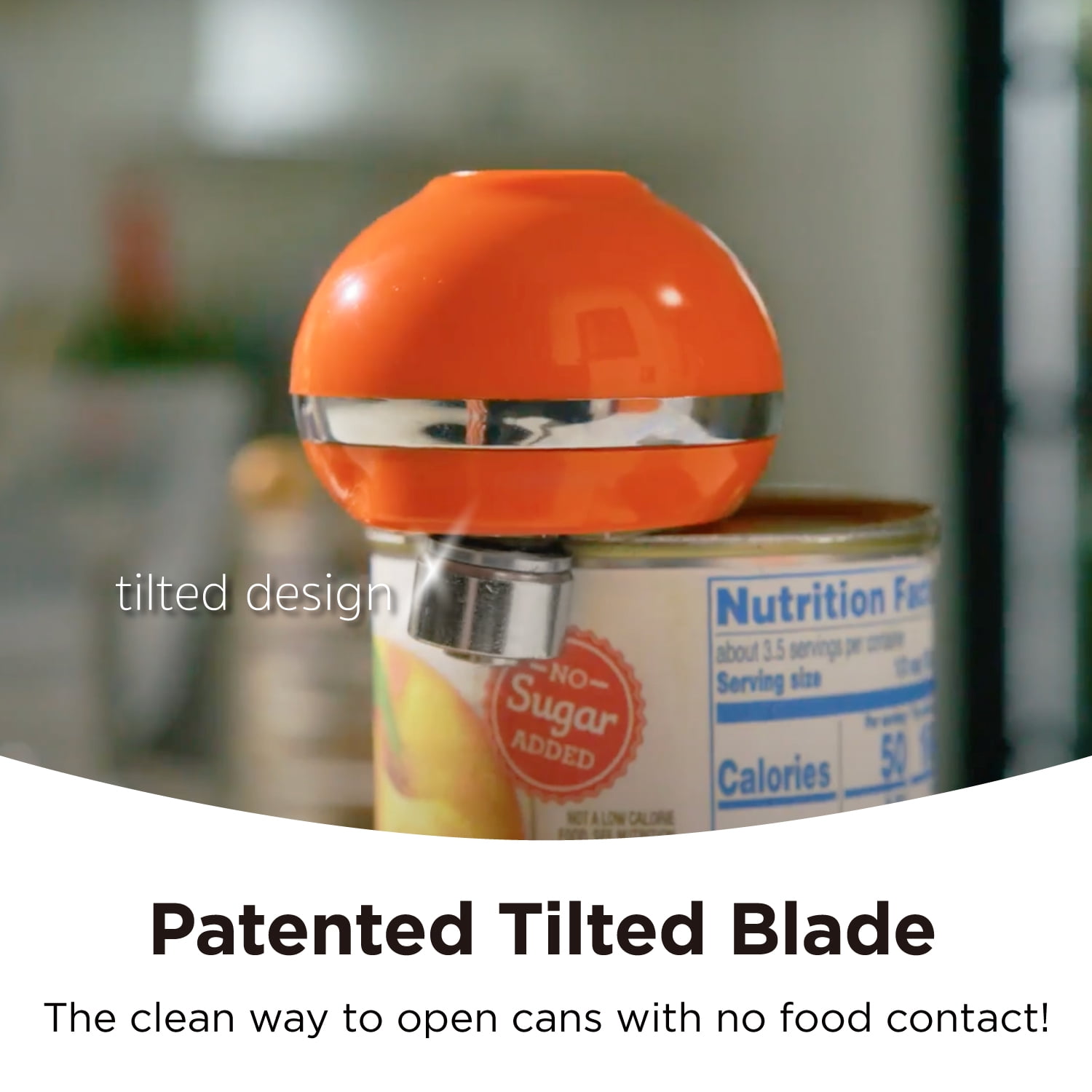 Kitchen Mama Mini Electric Can Opener: Portable, Smooth Edge, Food-Safe, Battery Operated (Orange)