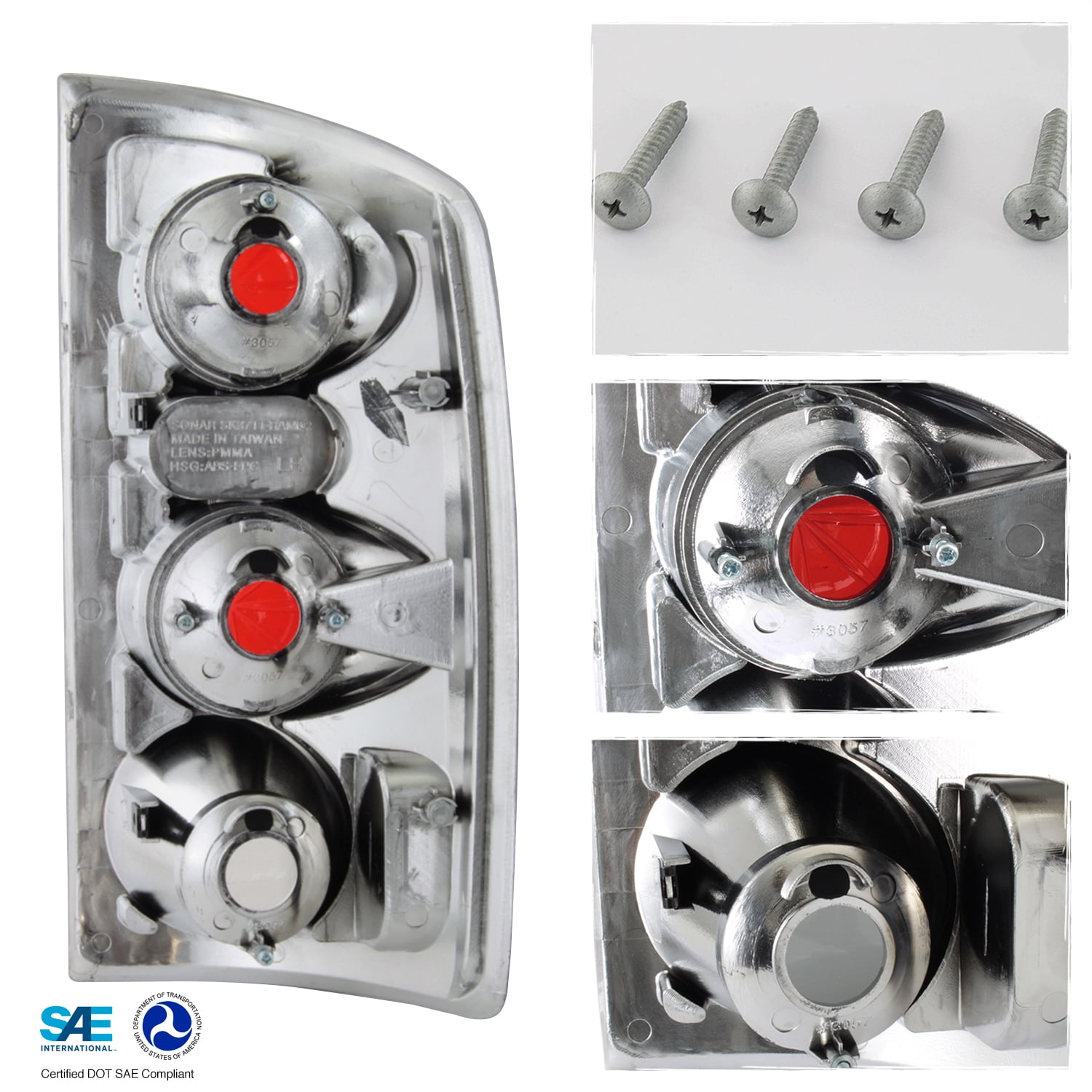 AKKON - For 2002-2006 Dodge Ram 1500 2003-2006 2500 3500 Pickup Truck Smoked Tail Lights + LED Smoked 3rd Third Brake Lamps