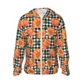 thumbnail image 2 of Lsque Autumn Pumpkins Gingham UPF 50+ Lightweight Sun Protection Men's Women's Long Sleeve Shirt, Hoodie Performance -Medium, 2 of 9