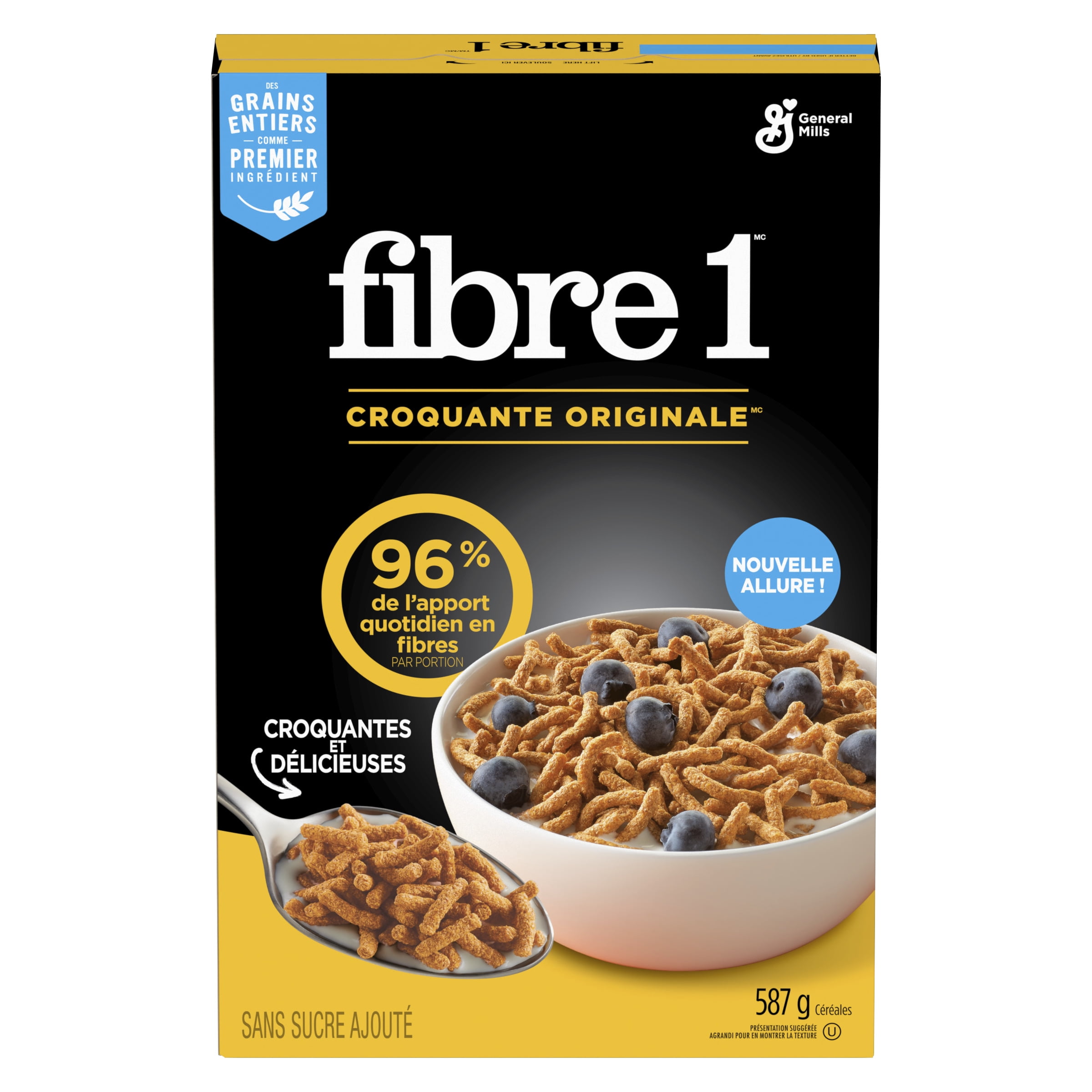 Fibre Un, Croquante Originale, Céréales pour le Petit-Déjeuner Riches en Fibres et en Grains Entiers , 587 g