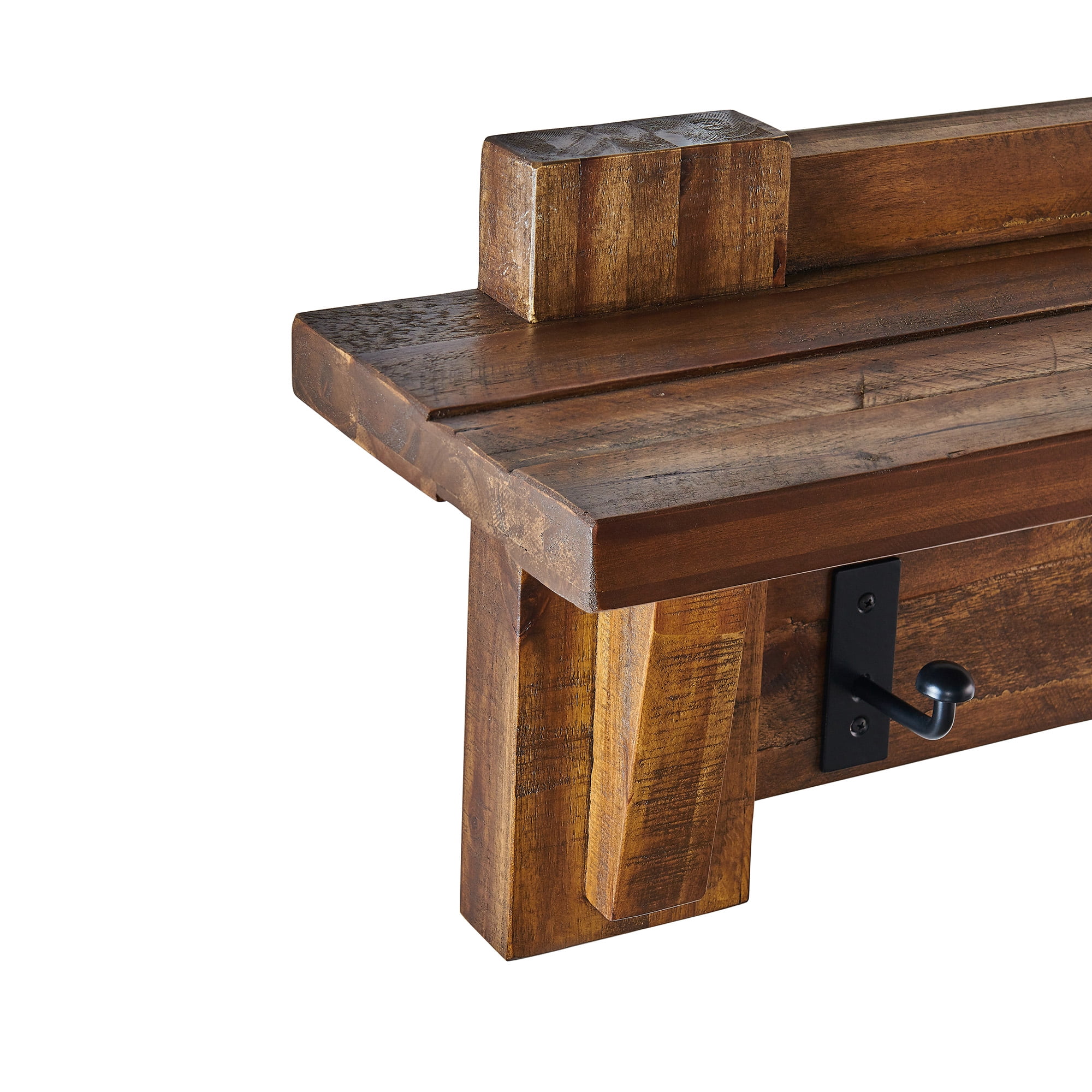 Alaterre Furniture Durango 60" Industrial Acacia Wood Coat Hook Shelf and Bench Set
