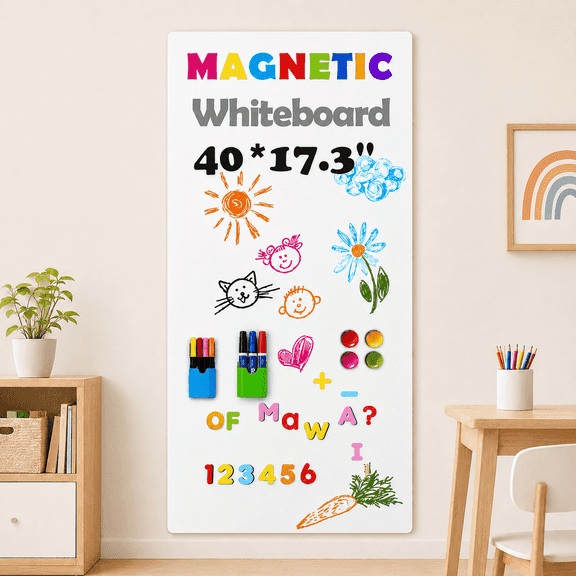 Magnetic Wall Decal,Magnetic Wall Board,Matte Finish Whiteboard Decals ,Magnetic Board for Playrooms ,Home,Classrooms,Room Decor (40“ x 17.3”)