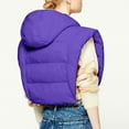 thumbnail image 4 of QUNYINEY Zip Up Puffer Vest for Women Hooded Purple Cropped Fall Waistcoat Loose Fit Cotton with Pockets Sleeveless Fall Jacket Women, 4 of 7