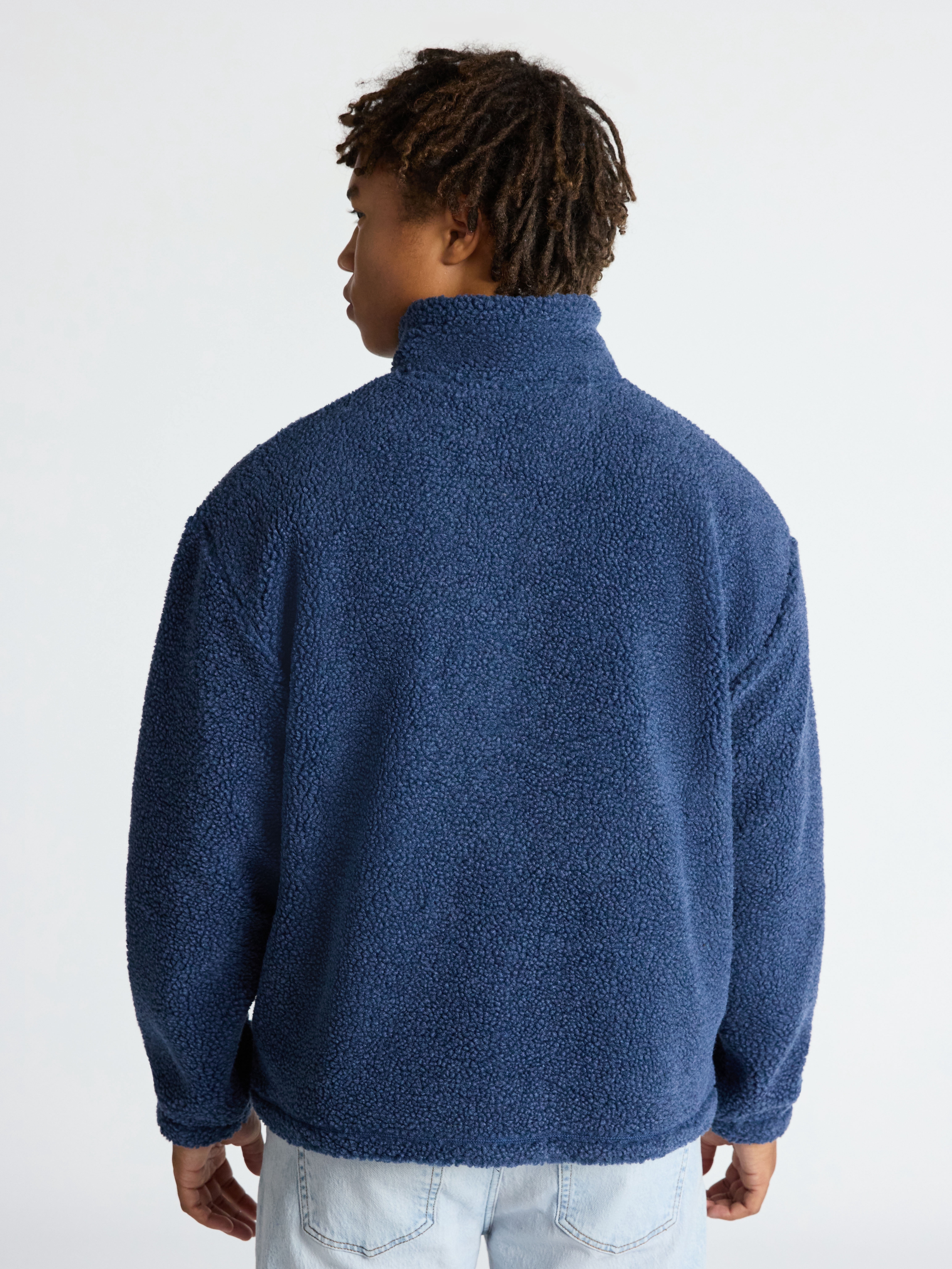 No Boundaries Faux Shearling Quarter Zip Pullover, Men’s XS-4XL
