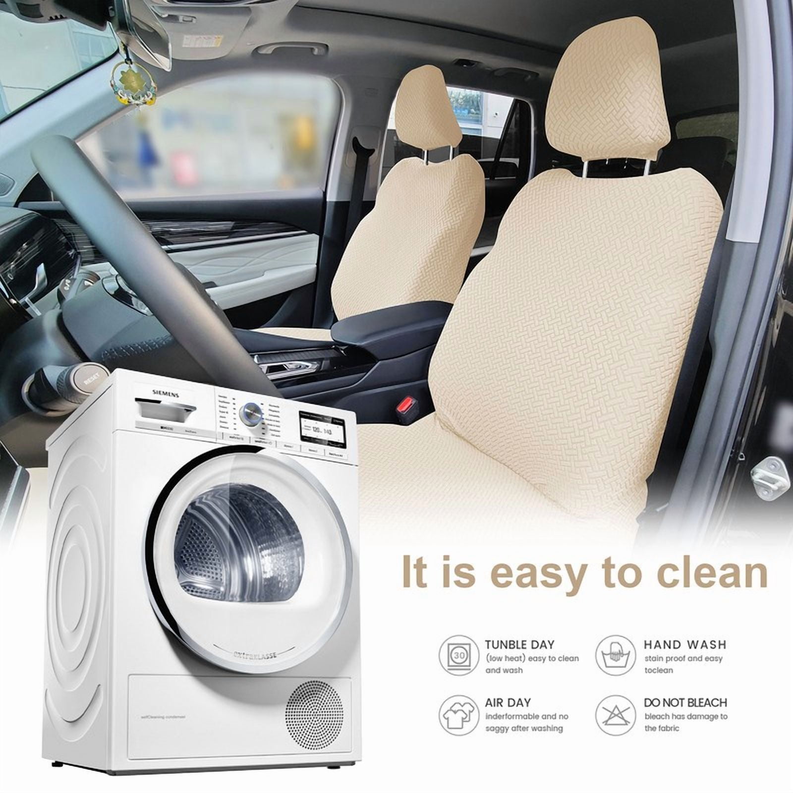 (Pack of 2) All-inclusive Car Front Seat Covers, Universal Auto Front Seats Protector Fits for Car, SUV, Truck, Beige
