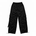 thumbnail image 5 of Lmueinov Women's 90s Retro Parachute Cargo Pants Elastic Waist D string Multi Pockets Baggy Wide Leg Streetwear Casual Hiking Jogger Pants, S-XXL, 5 of 7