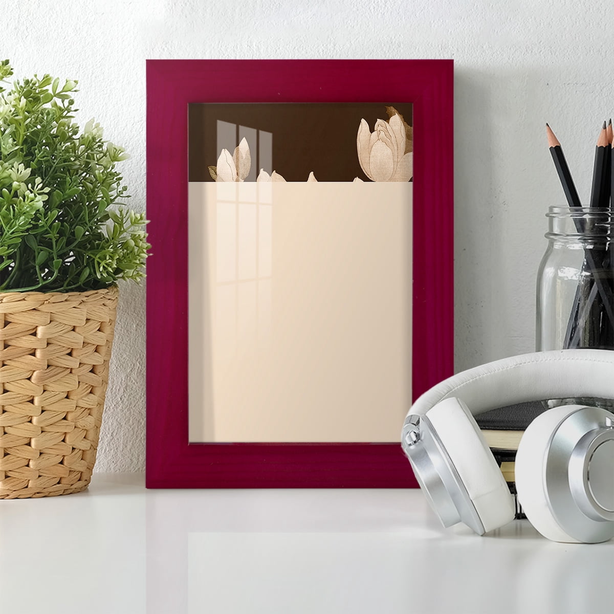 Asian Brocade II - Framed Print w/glass - Cherry Red