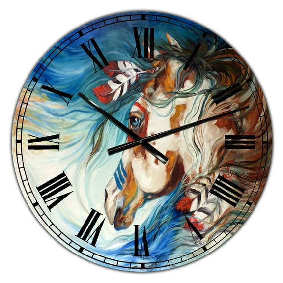 Designart Oversized Multicolor Analog Round Cottage Modern Wall Clocks, CLM25598-C23