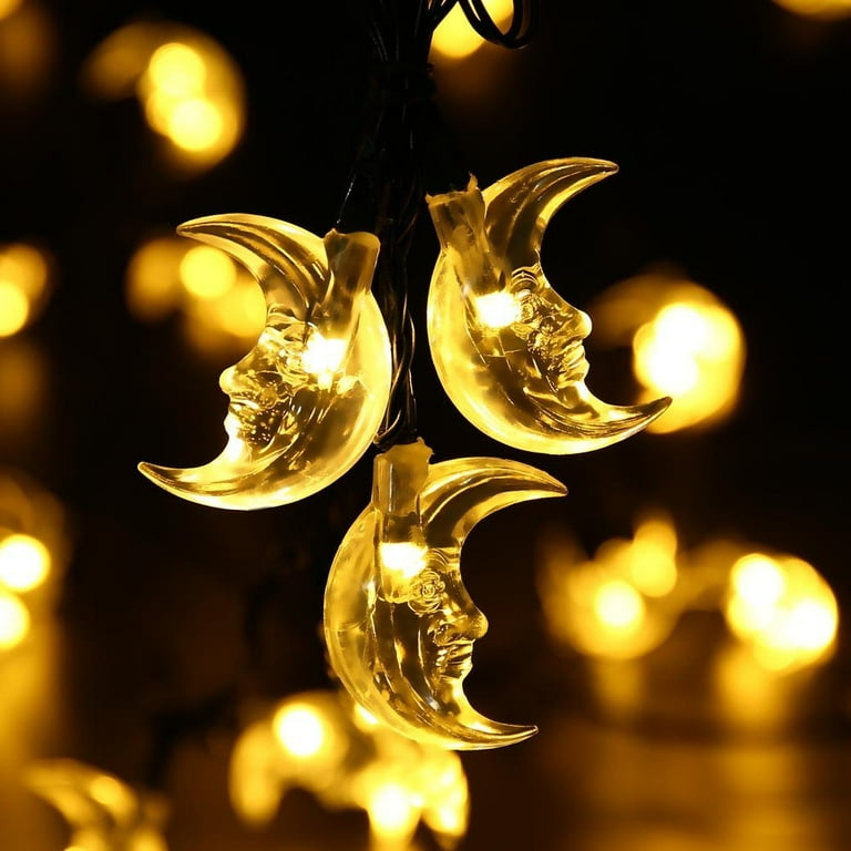 2Pack Qedertek Solar Christmas Lights LED String Lights Moon Solar