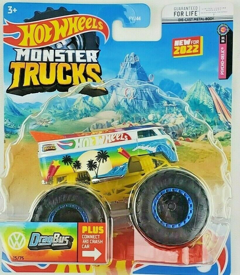 Hot Wheels Monster Trucks 2022 PsychoDelic 3/6 VW DRAG BUS Volkswagen