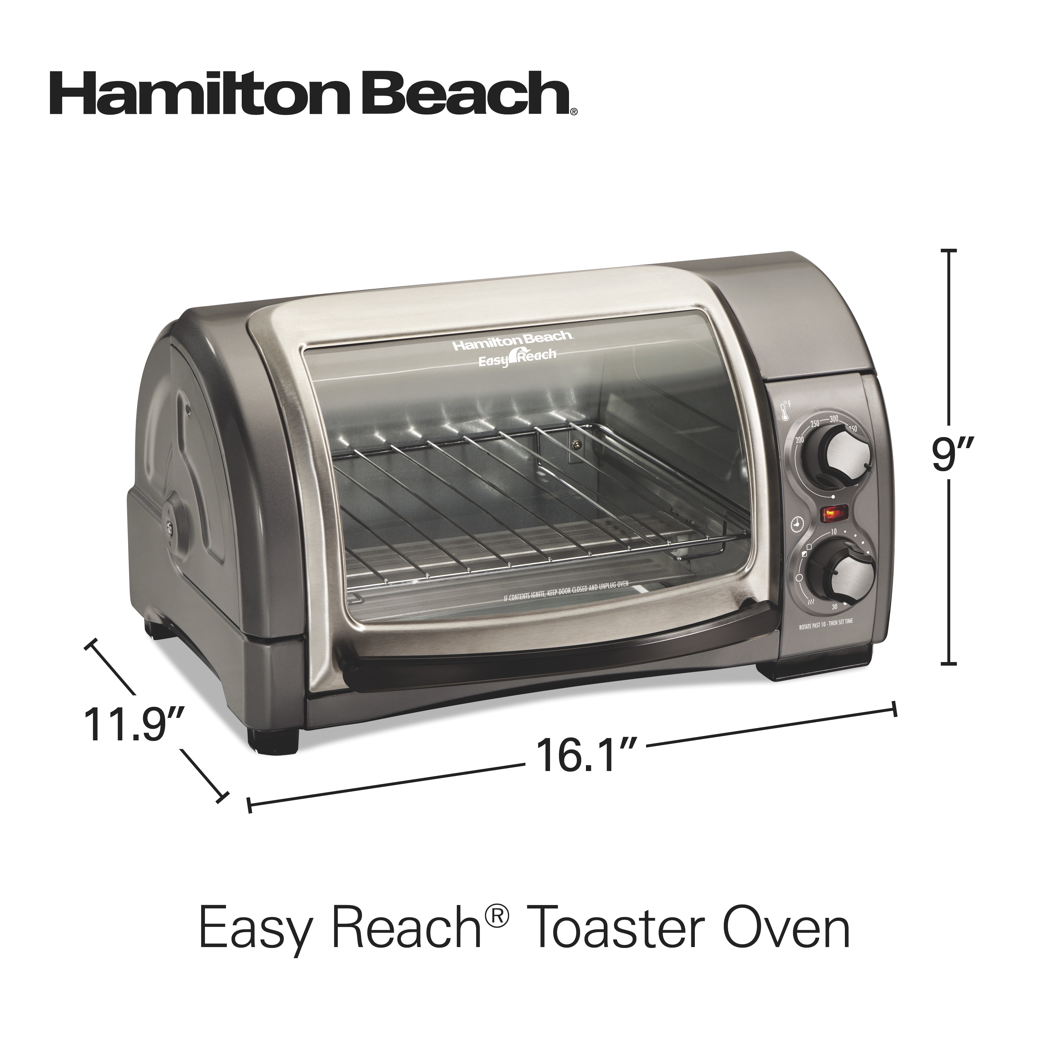 Hamilton Beach Easy Reach 1400 W 6-Slice Gray Convection Toaster Oven with  Built-In Timer 31126D - The Home Depot