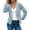 Light Blue, variant on Women’s Cropped Blazer Business Casual, 3/4 Ruched Sleeve Short Blazer Lightweight Suit Jacket