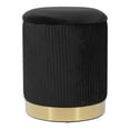 thumbnail image 1 of TOV Furniture Zoe Pouf de Rangement en Velours de Style Transitionnel, 14,2 Po H, Noir, 1 of 7