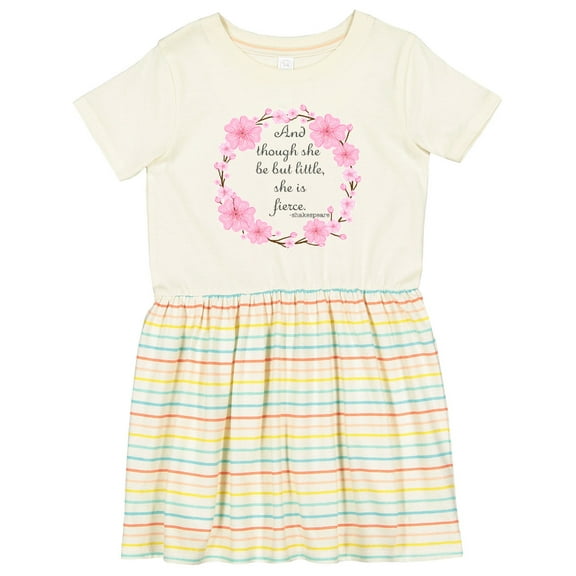 Inktastic And Though She Be but Little She is Fierce Girls Toddler Dress