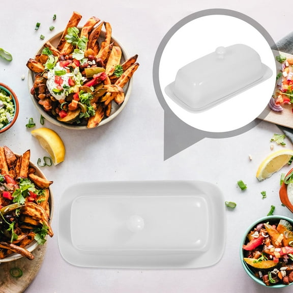 HEMOTON  Ceramic Butter Dish with Lid Crock Modern Dinnerware Violet