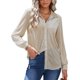 thumbnail image 5 of VISgogo, camisas de terciopelo salvaje a la moda para mujer, blusas de manga larga con cuello vuelto de Color sólido, blusas informales con botones para primavera y otoño VISgogo moda, 5 of 9