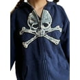 thumbnail image 4 of hirigin Women's Skull Embroidery Hoodies, Gothic Long Sleeve Loose Zip Up Pocket Sweatshirts, 4 of 5