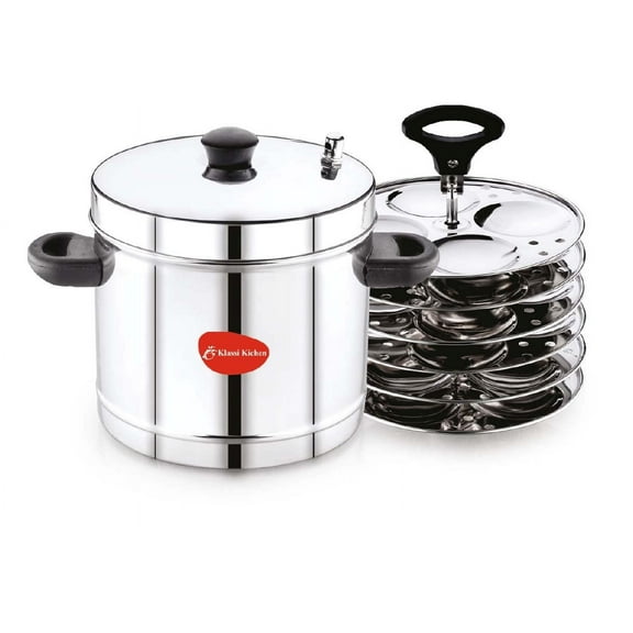 Stainless Steel Idli Cooker With 6 Plates - Silver, 3 Liters | Gas Stove & Induction Compatible - Momos Maker & Steamer With Bakelite Handle | Multipurpose Steamer - High Durable