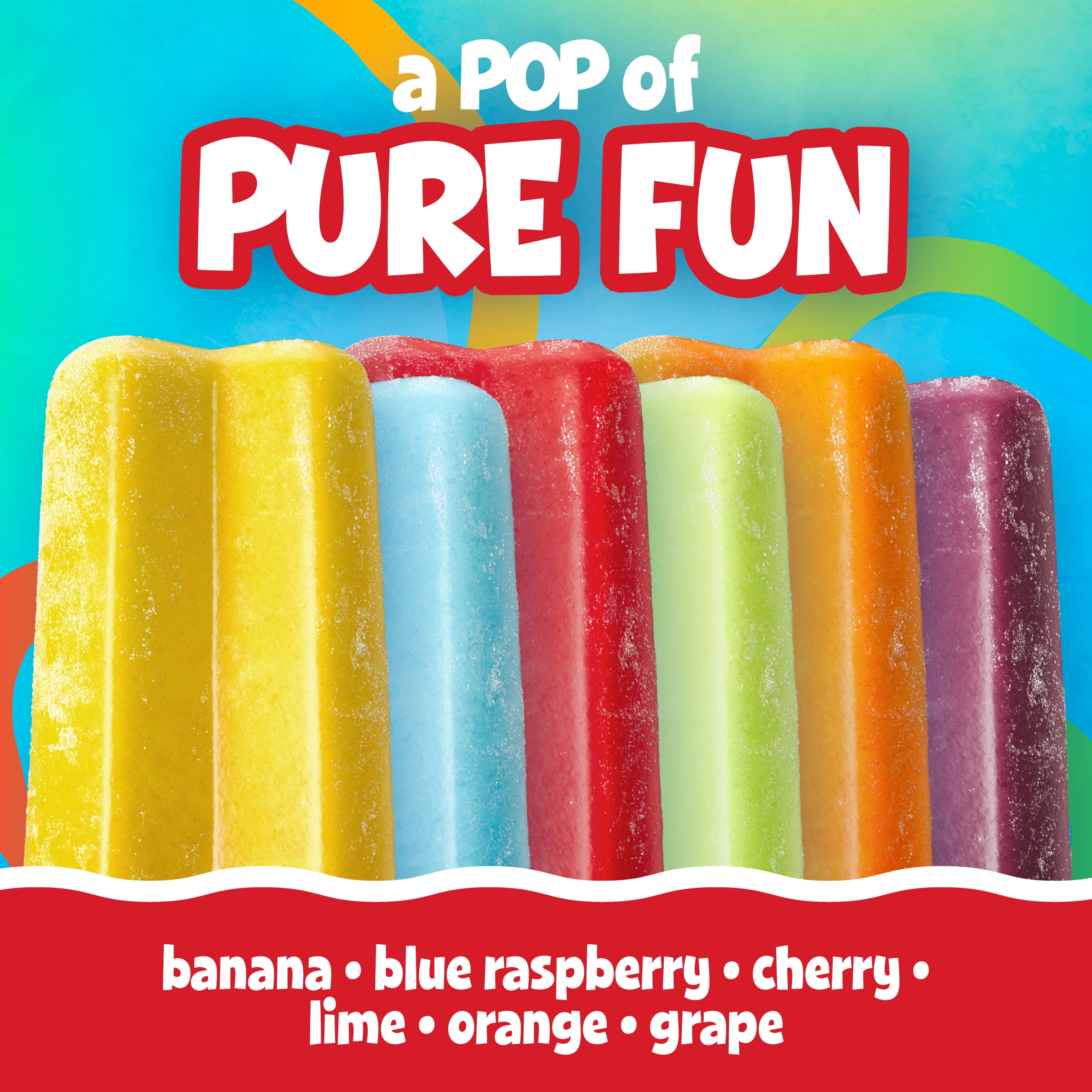 Budget Saver Twin Pops, Assorted Flavors, 18 Count, Frozen Popsicles, Cherry, Banana and More