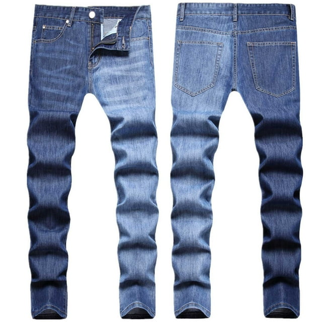 TIMIFIS Jean Ajusté Extensible pour Homme Tendance Mode Micro-Élastique Coupe Ajustée avec Cordon Élastique Petite Jambe Droite-Bluefall s