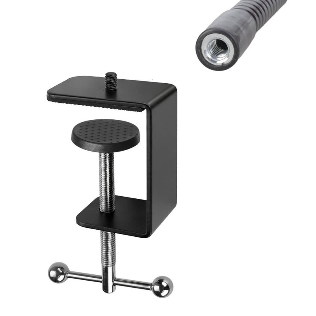 Rotating Clip Mount Microphone Stand with Lock Knob for Secure Attachment on Desks Chairs Stands up to 50mm Thickness