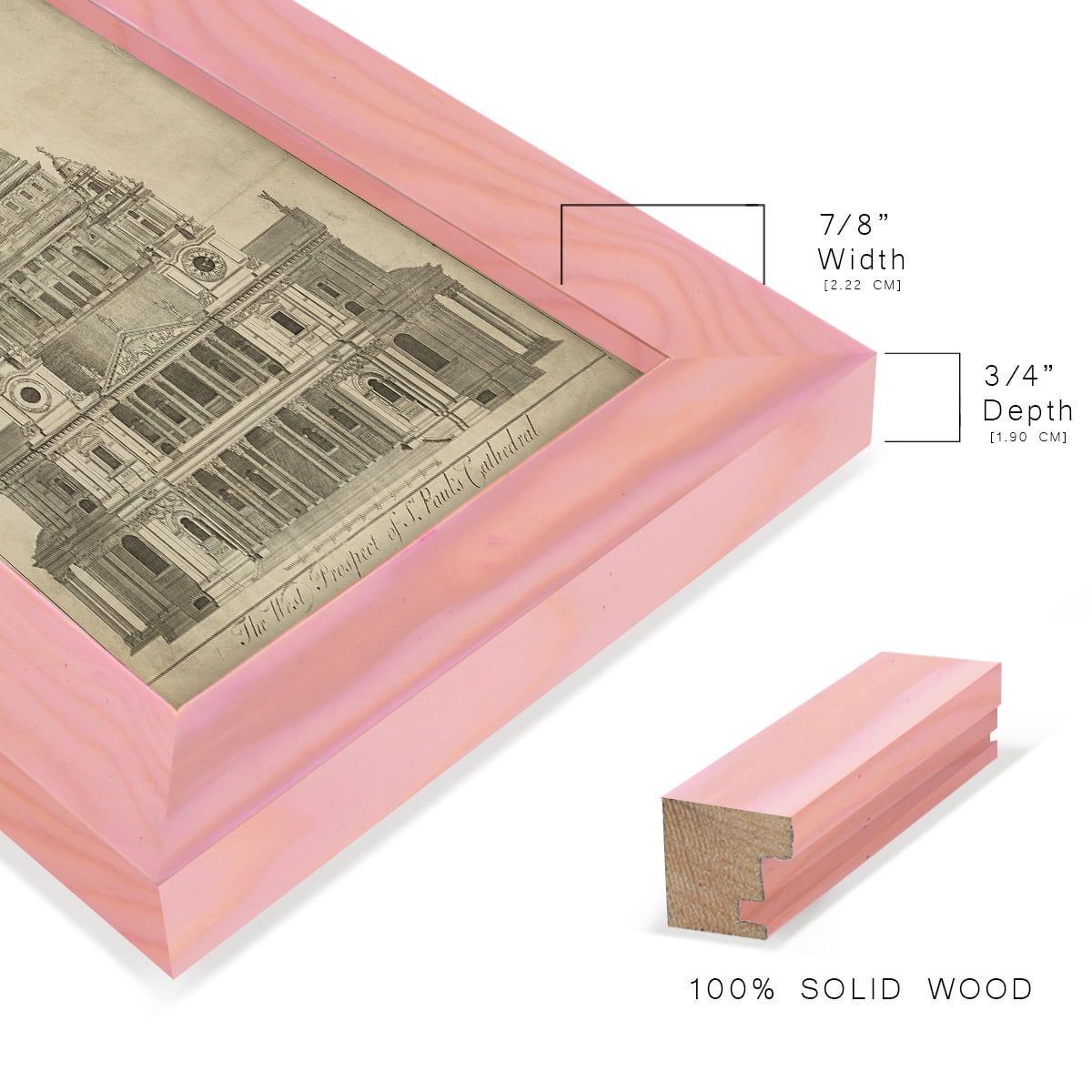 St. Paul's Cathedral -Framed Print w/glass-Sunset Pink