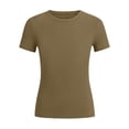thumbnail image 6 of ITSAME Girls Short Sleeve Shirts Ribbed Knit Slim Fit Crewneck Tees Summer Basic Casual Tops Brown Size 9-10, 6 of 7