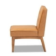 thumbnail image 4 of Baxton Studio Arvid Mid-Century Modern Tan Faux Leather Upholstered and Walnut Brown Finished Wood Dining Chair, 4 of 9