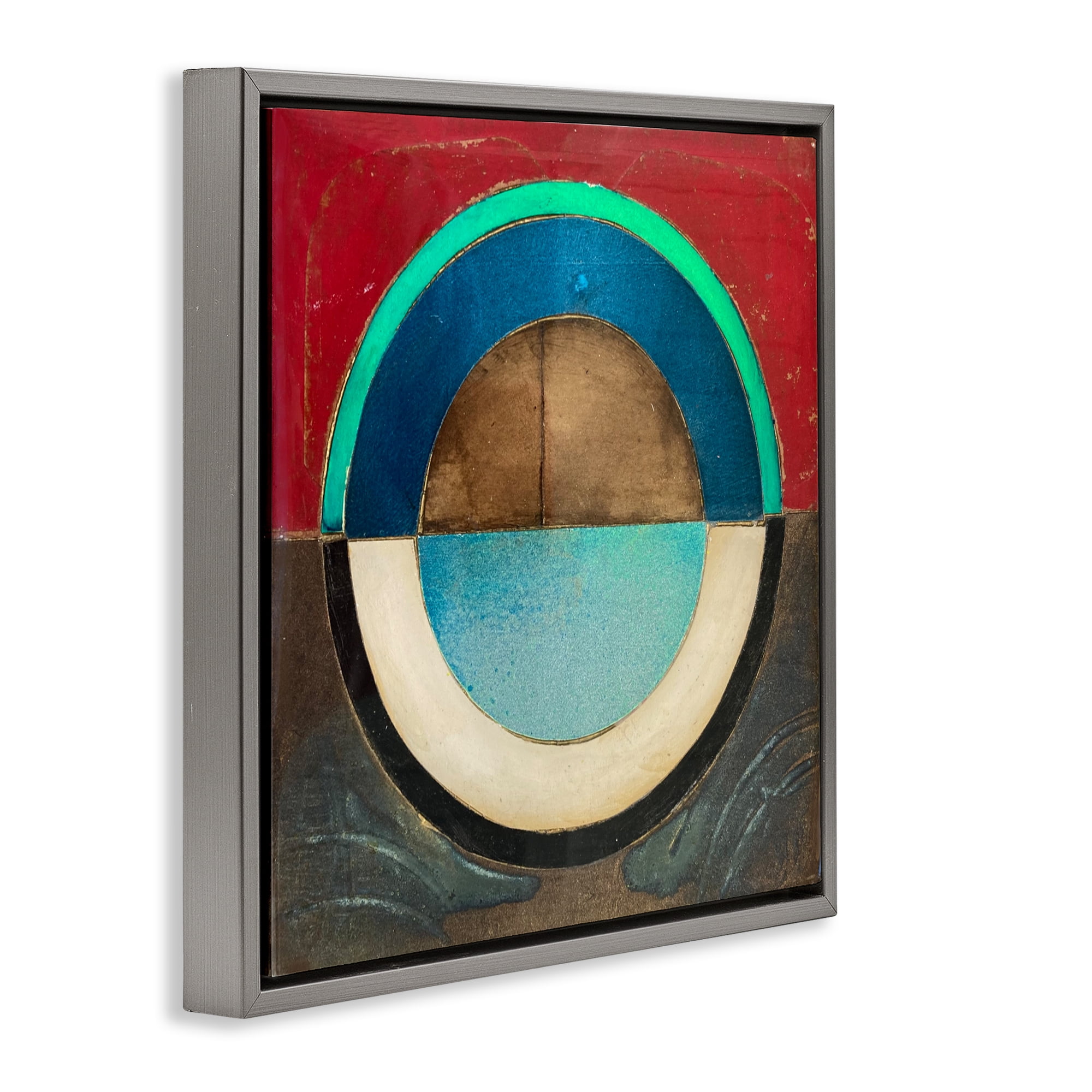 Stupell Industries Round Distressed Circle Gray Framed Floater Canvas Wall Art, design by Matthew Finger
