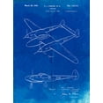 thumbnail image 2 of Borders, Cole 19x24 Gold Ornate Wood Framed with Double Matting Museum Art Print Titled - PP277-Faded Blueprint Lockheed P-38 Lightning Patent Poster, 2 of 4