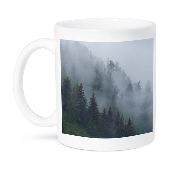 3dRose, Alaska, Glacier Bay NP, Tongass NF. Fog shrouds trees on steep slopes., 11oz Mug