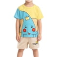 thumbnail image 2 of ITSAME Toddler Boys Girls Knit Cotton Outfits Cartoon Print T-Shirt & Shorts 2-Piece Kids Casual Fashion Set Sky Blue Size 9-18M, 2 of 8