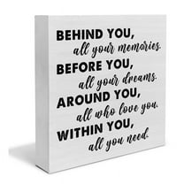 White Graduation Gift Wooden Desktop Decoration, Square Wooden Box with Positive Text, Suitable for Furniture