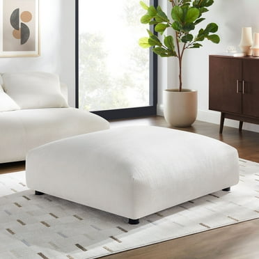 Modway Solace Modular Upholstered Fabric Ottoman in Salt