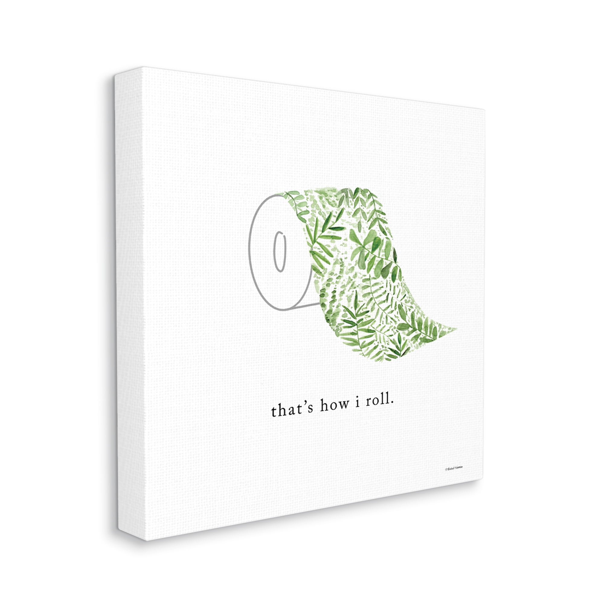 Stupell That's How I Roll Botanical Toilet Paper Typography Painting Gallery Wrapped Canvas Print Wall Art