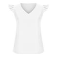 thumbnail image 5 of cfhntfmh Womens Fashion Tops Summer Soft Ruffle Cap Sleeve Tunic Shirts Comfy V Neck Going out Casual Blouses, 5 of 7