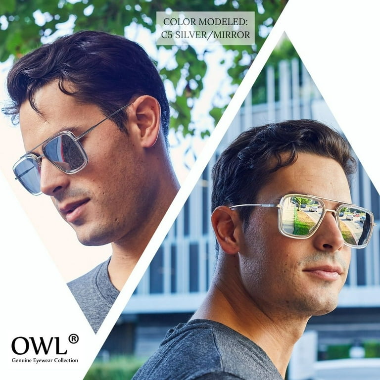 Tony Stark Aviator Sunglasses Silver Transparent Frame Clear Lens Walmart