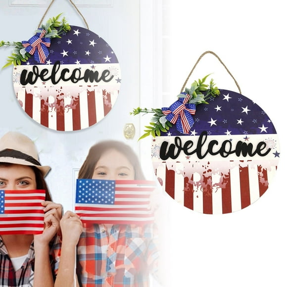 Oliegs Heated Blanket Independence Day Wooden Welcome Door Sign Holiday Home Decor Hanging Flag Wooden Sign Hangers Chocolate
