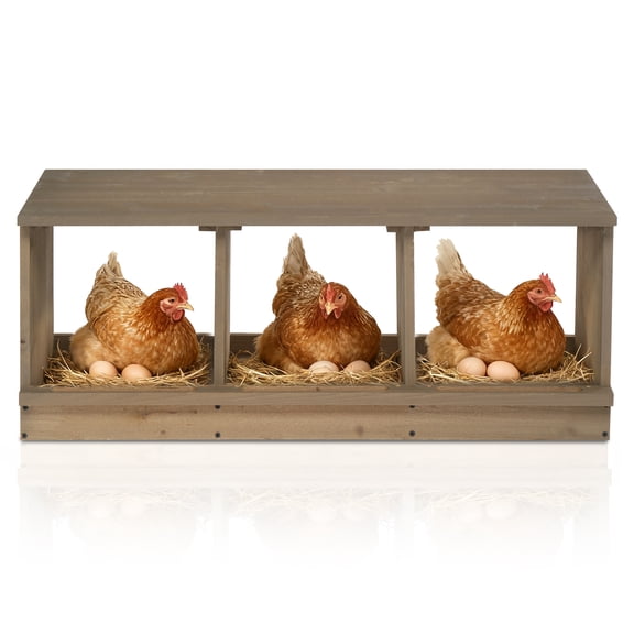 ZephyPaws Nesting Boxes for Chickens,Wooden Chicken Nesting Box,Wall-Mounted Laying Eggs Nest Box for Chickens,Hens,Ducks（3 Compartments）