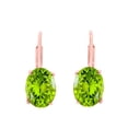 thumbnail image 2 of MauliJewels Earrings for Women 1.8 Carat 8x6MM Oval Peridot Leverback Earrings Carat 14K Rose Gold 4-prong, 2 of 5