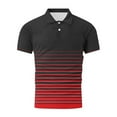 thumbnail image 5 of Mens Polo Shirts Striped Mesh Moisture Wicking Classic Collared Casual Golf Shirts for Men Red, 5 of 5