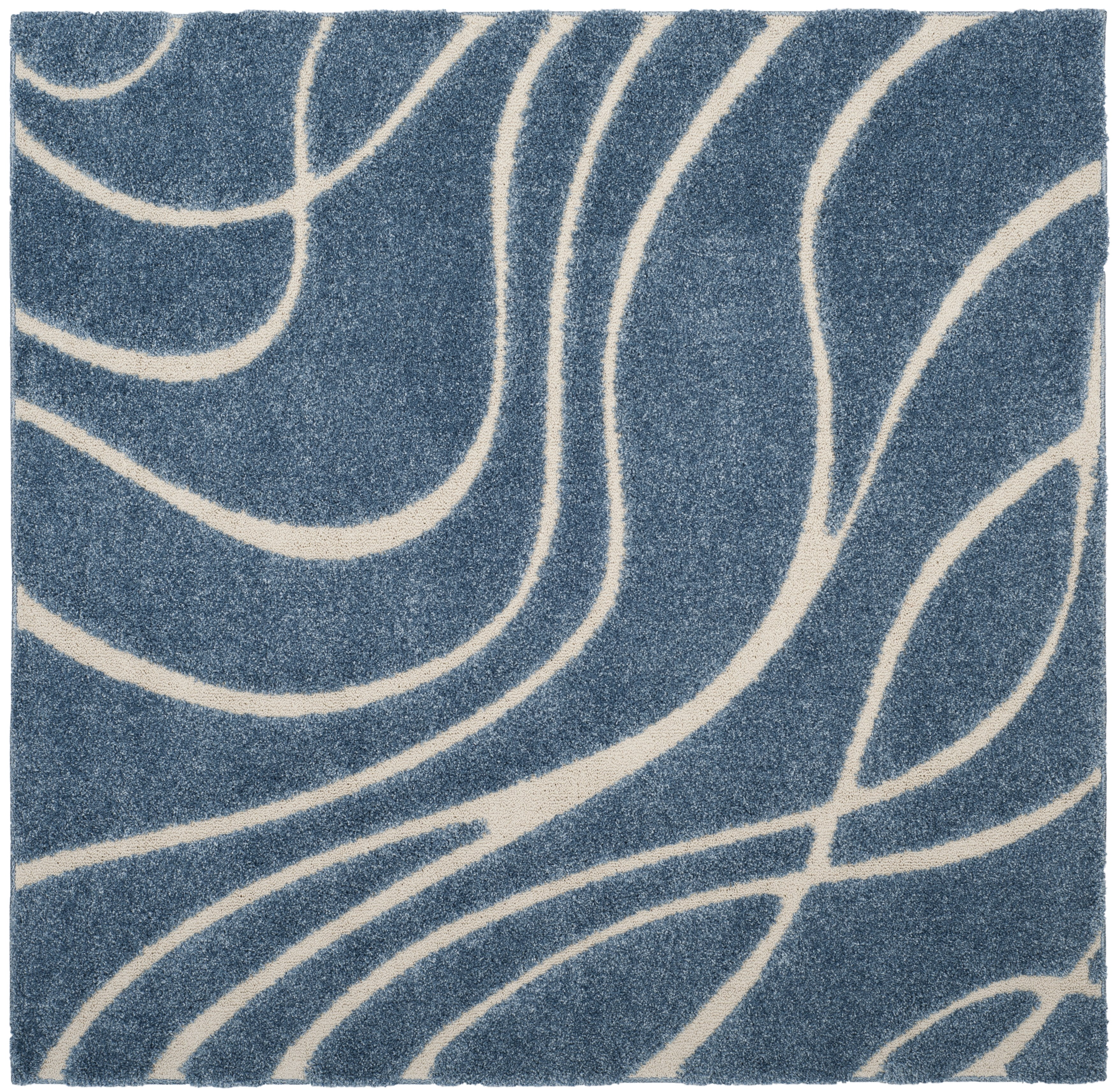 Safavieh Florida Tamzen Abstract Shag Area Rug, Light Blue/Cream, 3' x 3' Square