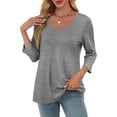 thumbnail image 4 of Fashion Saving LiMoi Women's Fall Blouses for Work Womens Tops 3/4 Length Sleeve Womens Tops Plus Size Dressy Womens Blouses Get it Fast Gifts, 4 of 9