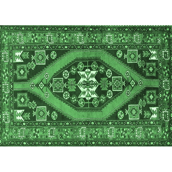 Ahgly Company Indoor Rectangle Persian Emerald Green Traditional Area Rugs, 6' x 9'