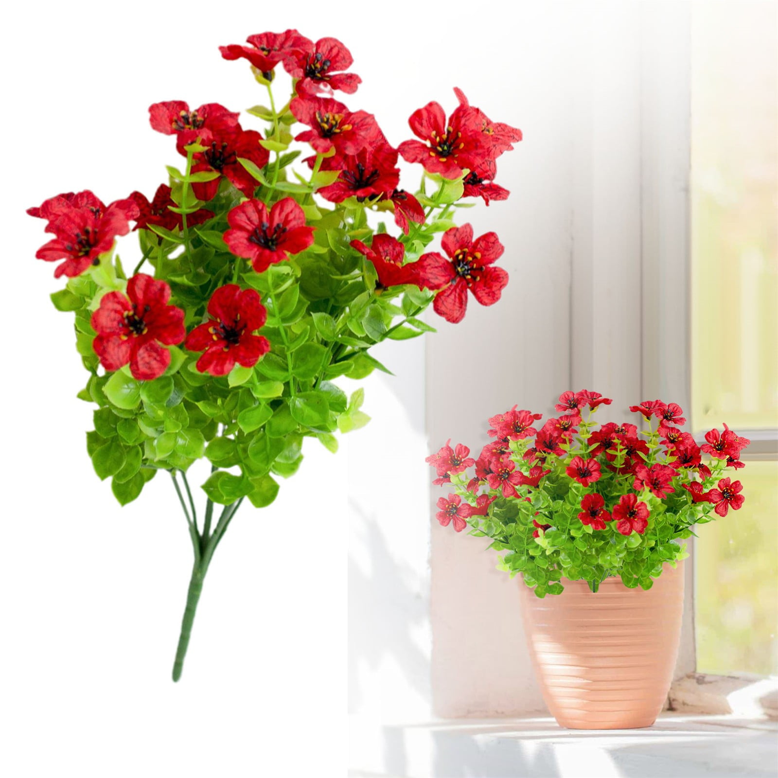SSNTSY 13.8" Artificial Flowers for Outdoor, Faux Flower Plants, UV Resistant Spring Decoration, No Fade Faux Plants, Fake Colored Flower for Outside Porch Patio Home Yard Garden Planters Pots