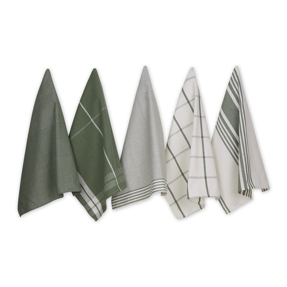 ARTICHOKE GREEN CLASSIC OVERSIZED WOVEN DISHTOWELS SET/5