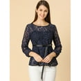 thumbnail image 4 of DARING DIVA Long Sleeve Semi Sheer Peplum Top 2XL Dark Blue, 4 of 6