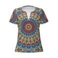 thumbnail image 2 of Uemuo Round Mandala Drawing Women's Deep V-Neck Low Cut Tops - Casual Loose Fit with Stainless Steel Loop, Soft, Breathable, Perfect for Office, Travel, and Daily Wear-Medium, 2 of 5
