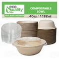 [25 Pack] 40 oz Round Disposable Compostable Paper Bowls with Dome Lids HeavyDuty, EcoFriendly